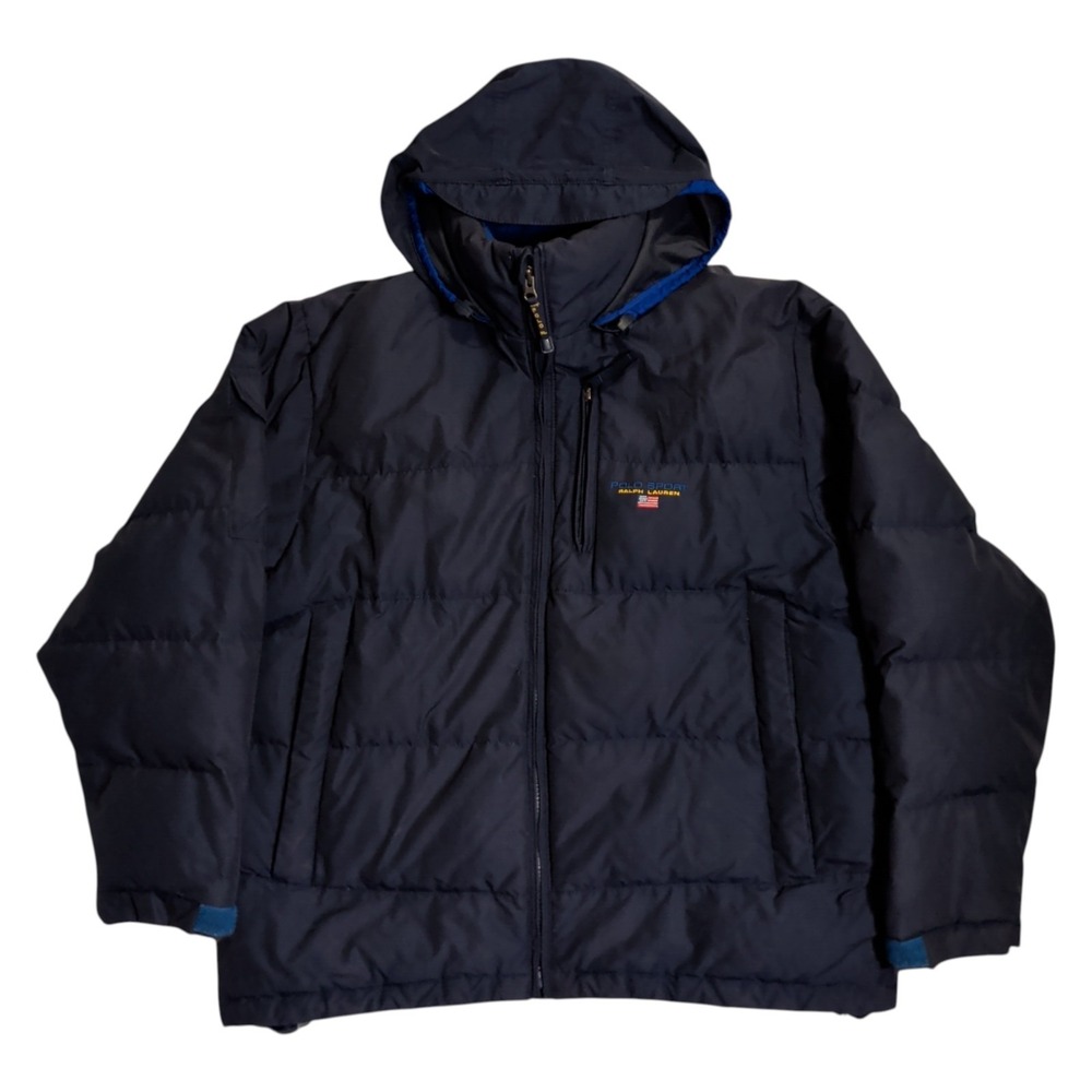 Polo Sport Ralph Lauren Down Jacket Mens Size XL Blue Puffer Full Zip Gorpcore